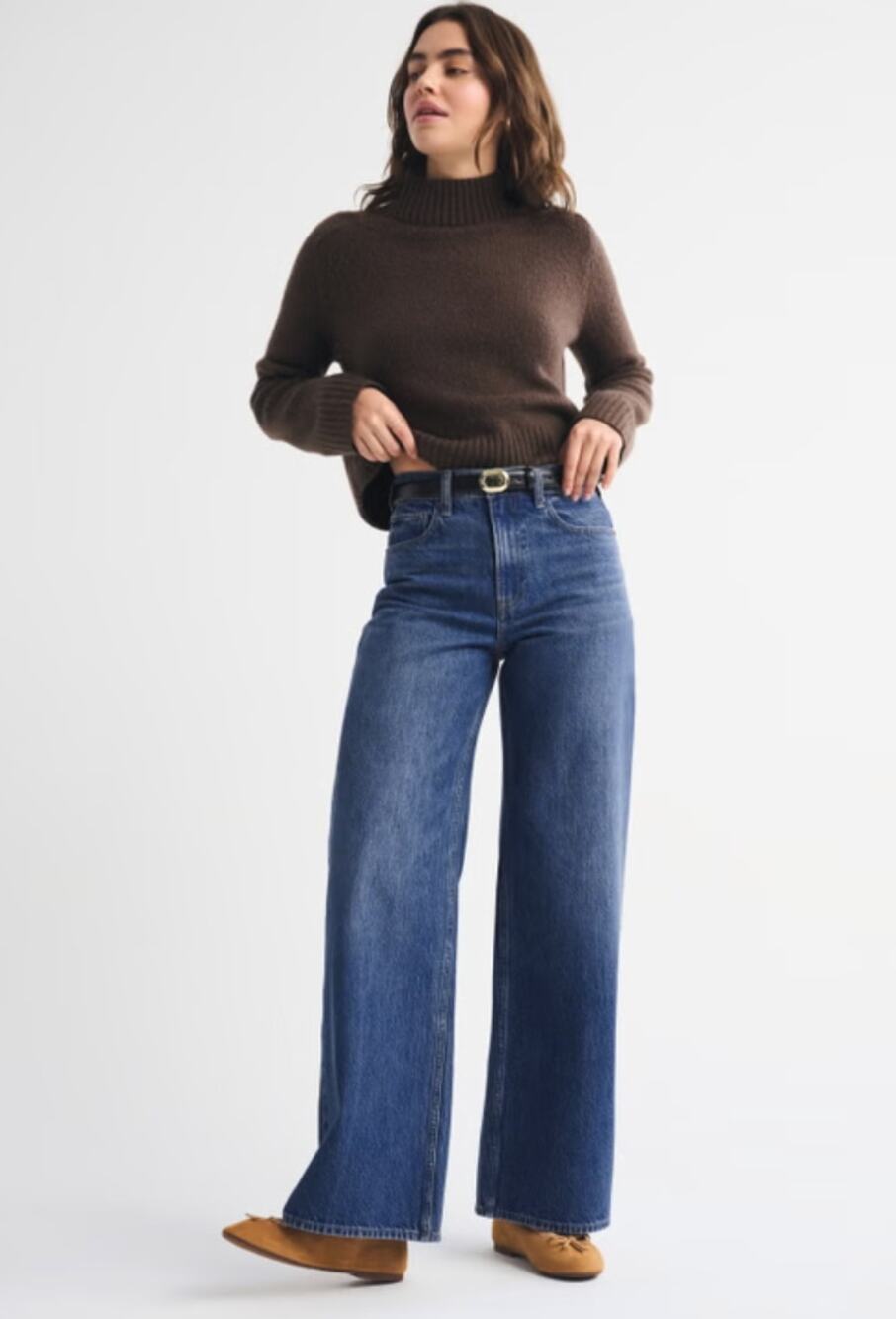 NWT Abercrombie & Fitch High Rise Wide Leg Jean Regular Fit sz. 30 Long in Dark